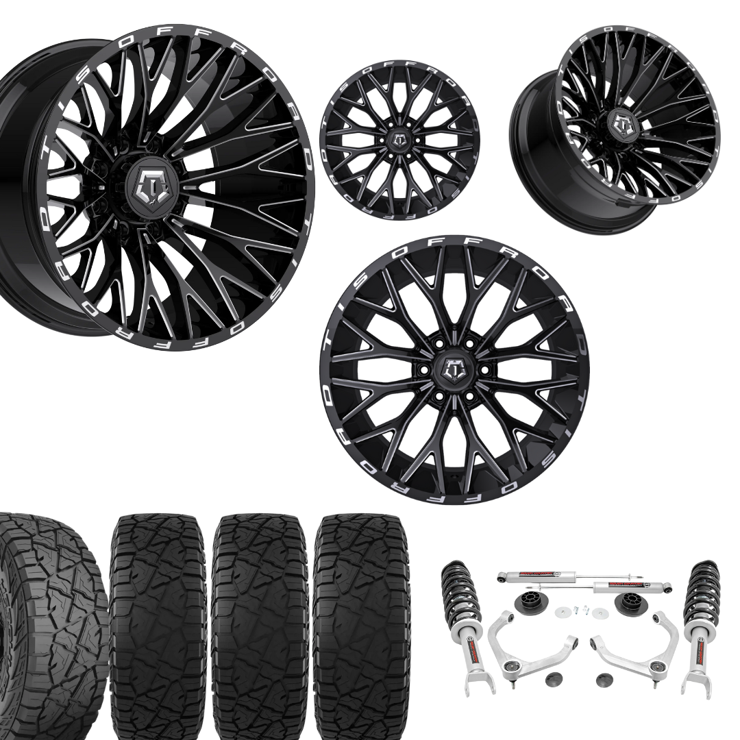 3.5 Inch Lift N3 Bundle w/ 22x10 Black Milled Wheels & 33in Hercules RT1 - 2wd/4wd