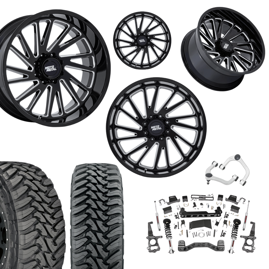 6 inch N3 Bundle w/ 22x10 Black Milled Wheels - 35in Toyo MTs - Upper Control Arms -4wd