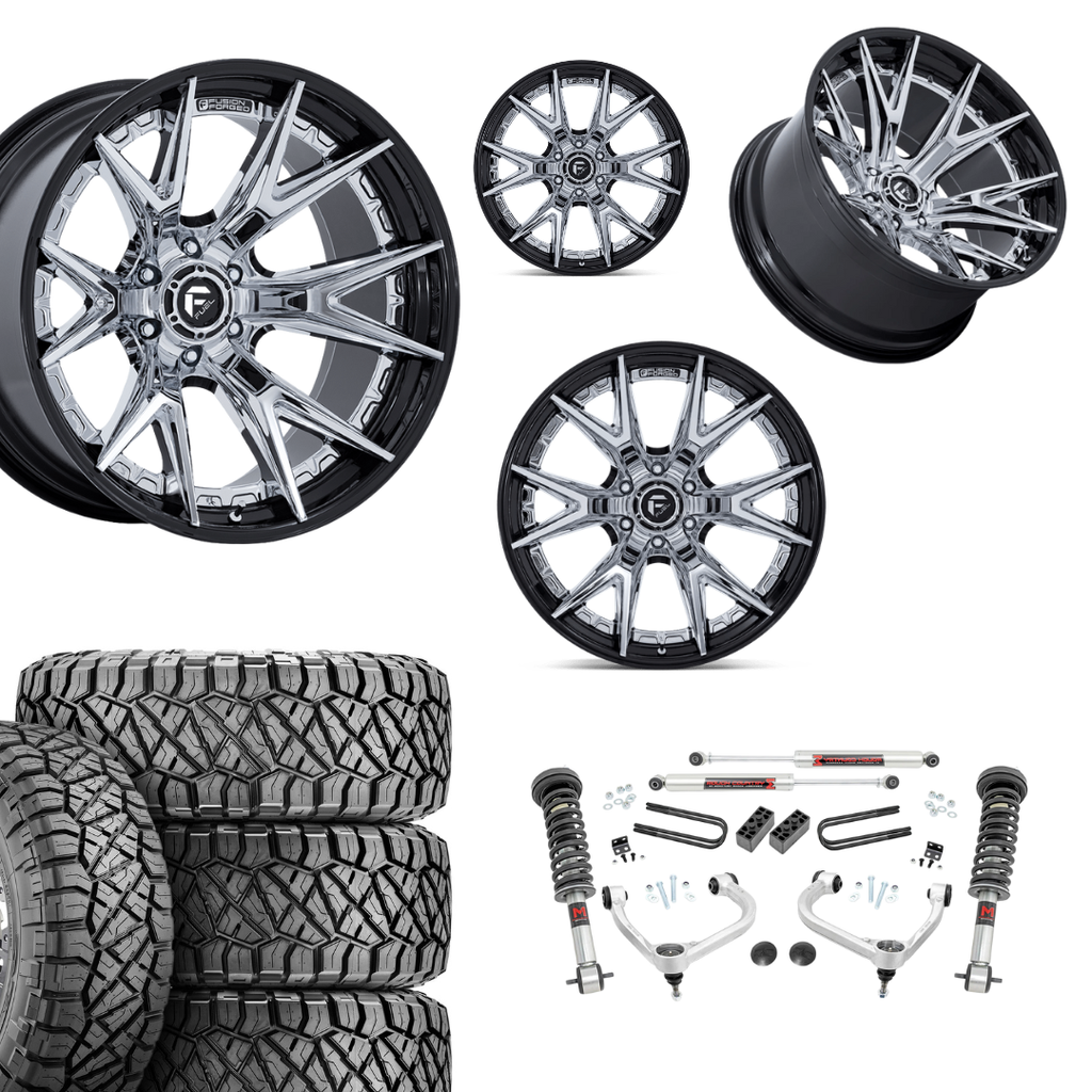 3 inch M1 Bundle w/ 20x10 Black Chrome Wheels & 33in Nitto Ridge Grapplers - 4wd