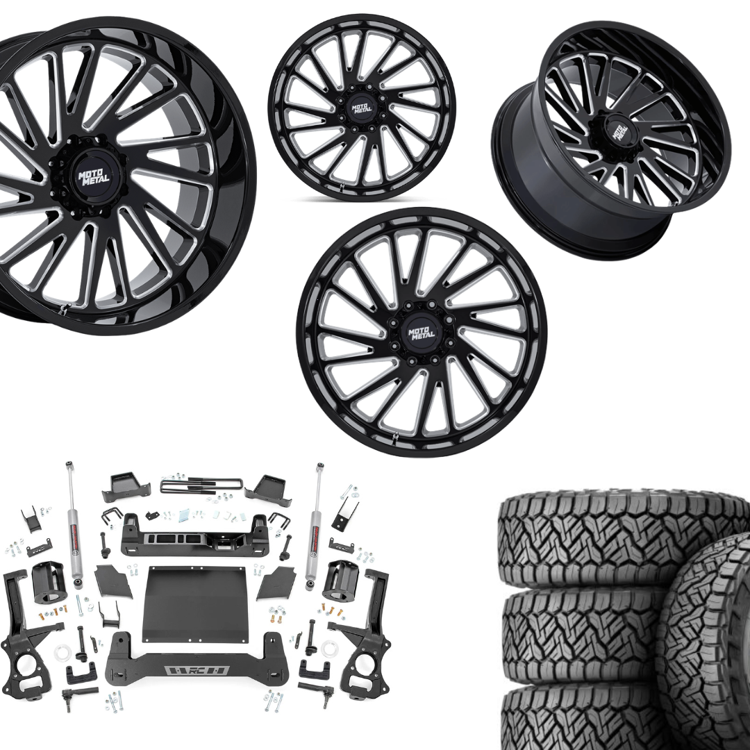 6 inch Bundle w/ 22x10 Black Milled Wheels & 35in Nitto Recon Grapplers - 4wd -  2.7 & 3.0 Engine