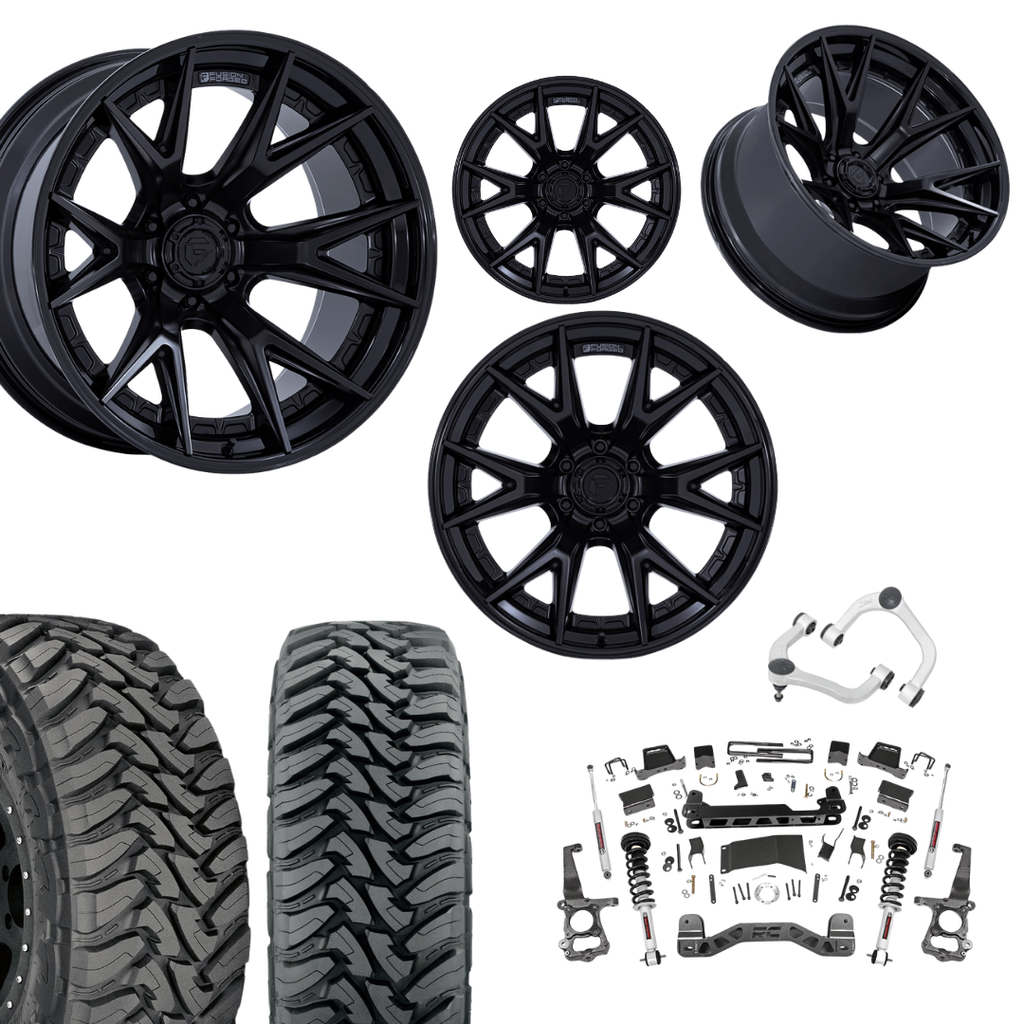 6 inch N3 Bundle w/ 22x10 Black Out Wheels - 35in Toyo MTs - Upper Control Arms -4wd