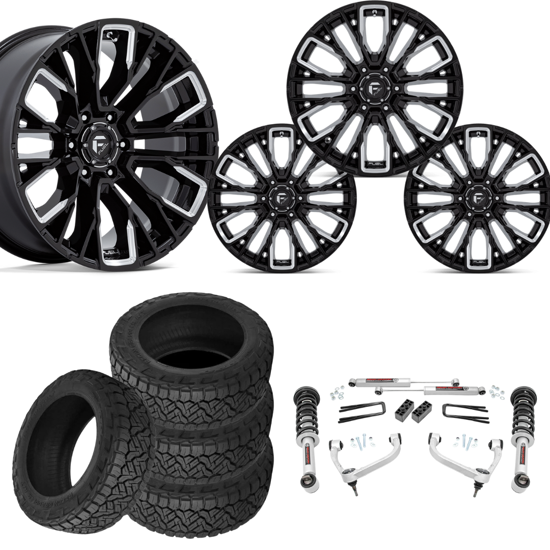 3 inch N3 Bundle w/ 20x9 Black Chrome Wheels - 34in Nitto Recon Grapplers - 4wd
