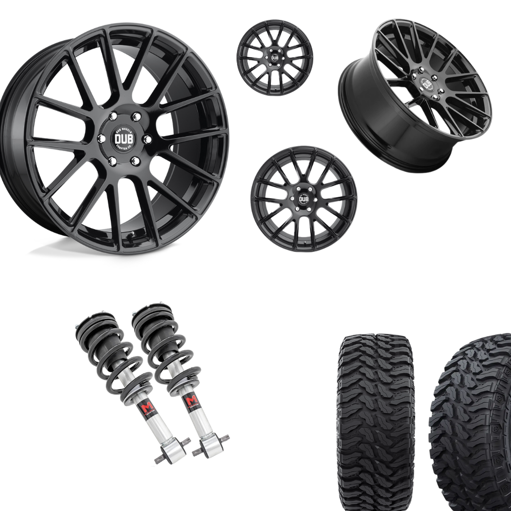 2 inch Level Bundle w/ 22in Gloss Black and 33in TIS TT1 Mud Tires 2wd/4wd