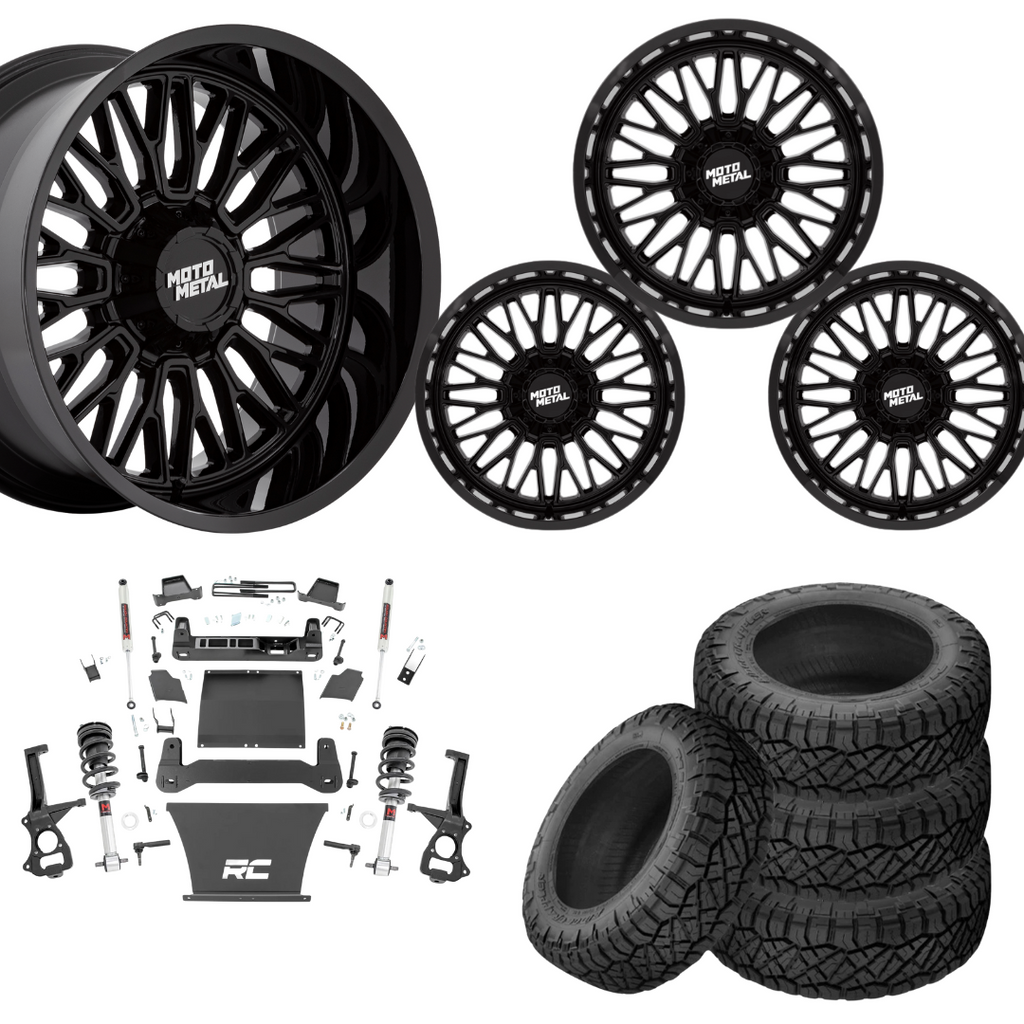 6 inch M1 Bundle w/ 22x10 Gloss Black Wheels - 35in Nitto Ridge Grapplers - 4wd