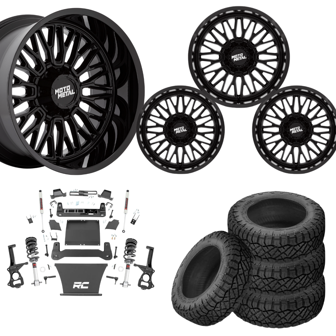 6 inch M1 Bundle w/ 22x10 Gloss Black Wheels - 35in Nitto Ridge Grapplers - 4wd