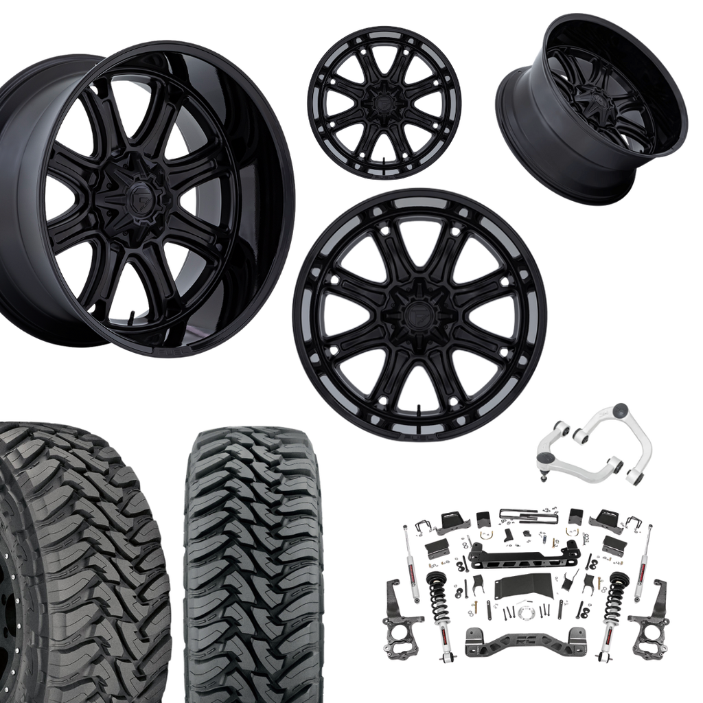 6 inch N3 Bundle w/ 22x10 Black Out Wheels - 35in Toyo MTs - Upper Control Arms -4wd