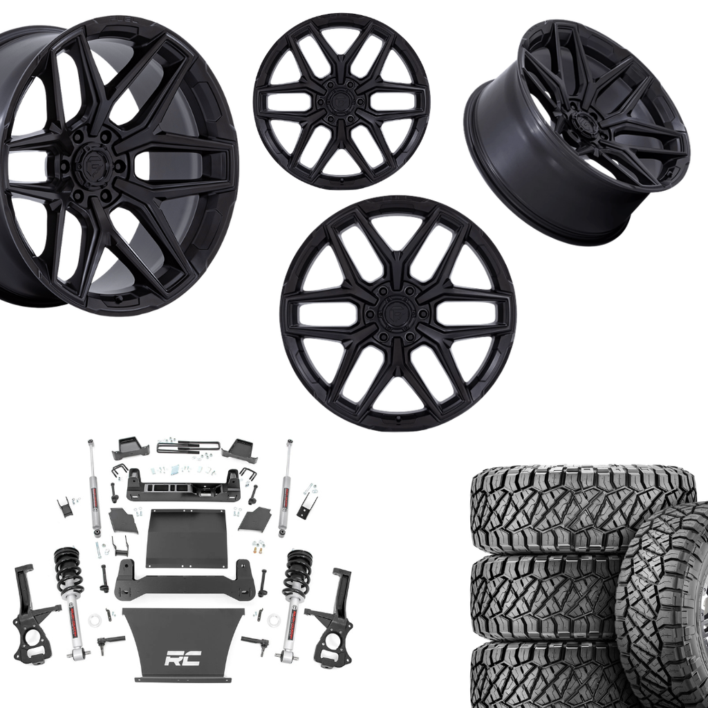 6 inch Bundle w/ 22x12 Black Wheels & 35in Nitto Ridge Grapplers - 4wd - 4.3 5.3 6.2 Engine