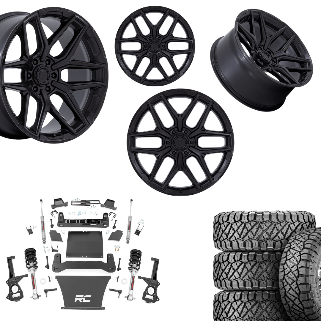 6 inch Bundle w/ 22x12 Black Wheels & 35in Nitto Ridge Grapplers - 4wd - 4.3 5.3 6.2 Engine
