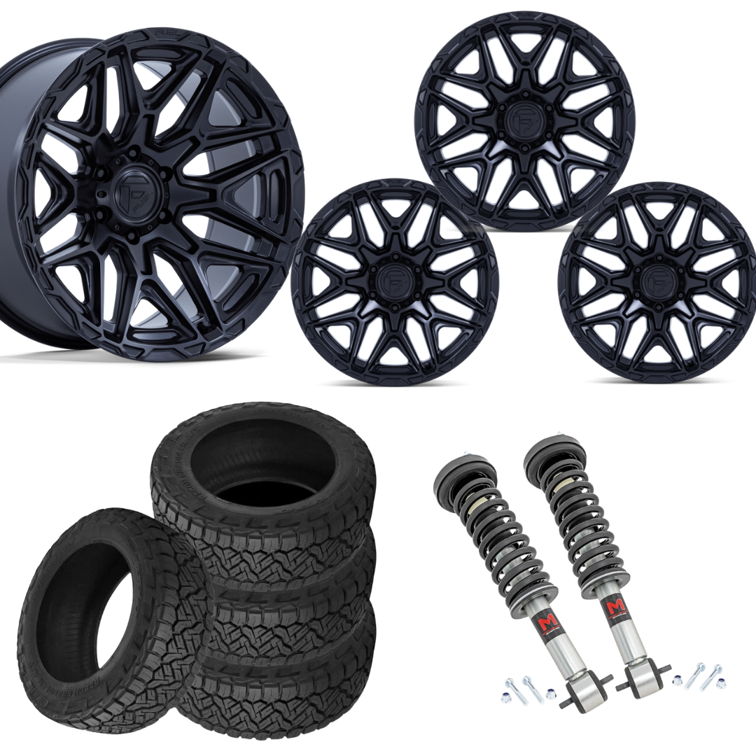 2 inch Level Bundle w/ 20x10 Matte Black Wheels & 34in Nitto Recon Grapplers - 4wd