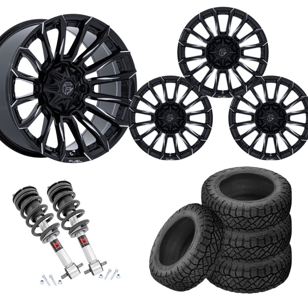 2 inch Level Bundle w/ 22x10 Black Milled Wheels & 33in Nitto Ridge Grapplers- 2wd/4wd