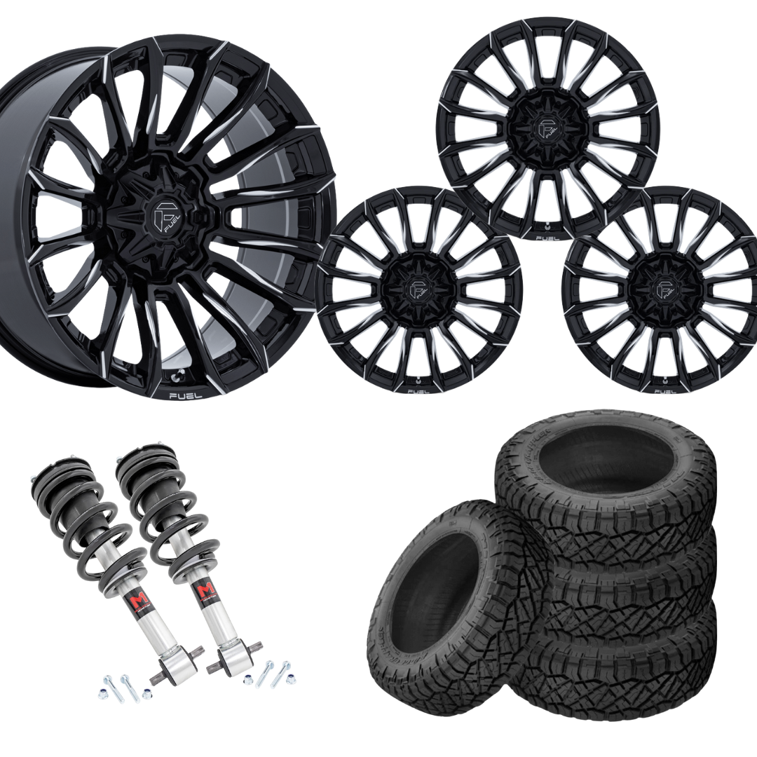 2 inch Level Bundle w/ 22x10 Black Milled Wheels & 33in Nitto Ridge Grapplers- 2wd/4wd