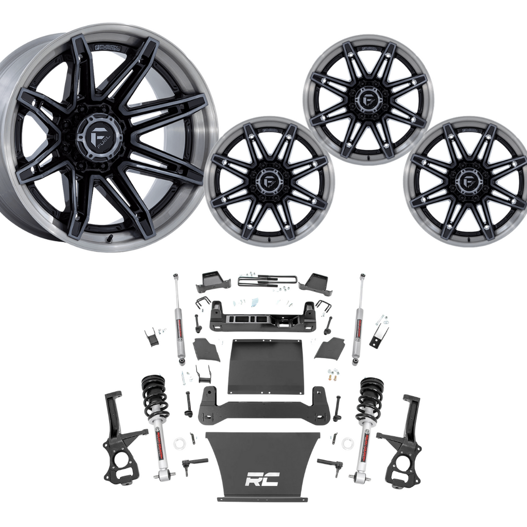 6 inch N3 Bundle w/ 22x12 Black Brushed Wheels - No Tires - 4wd