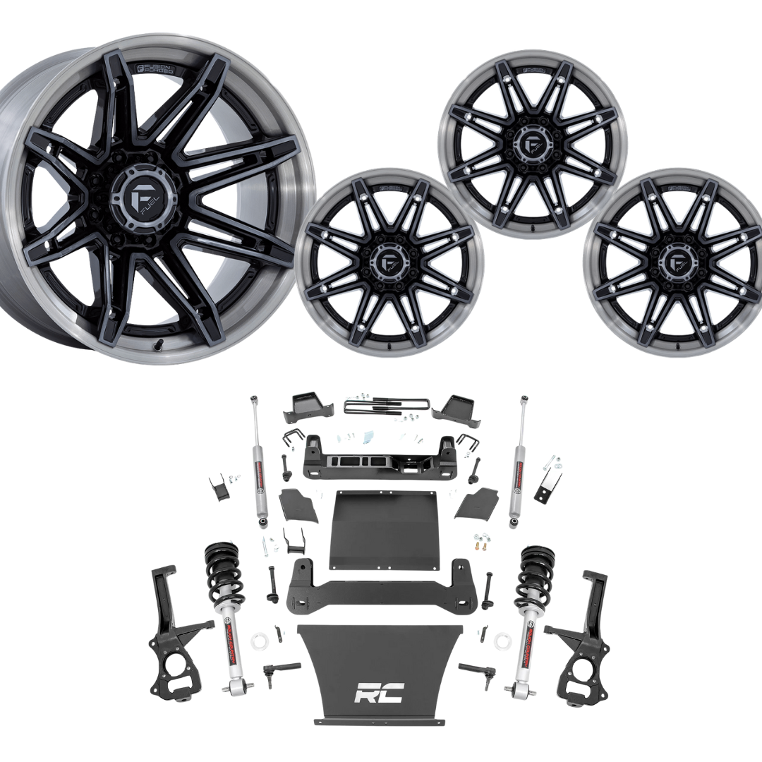 6 inch N3 Bundle w/ 22x12 Black Brushed Wheels - No Tires - 4wd