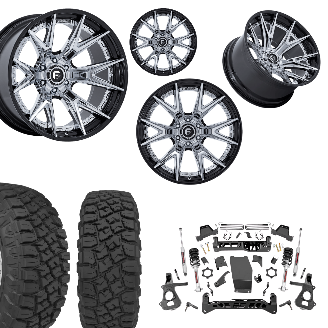 7 inch Lift N3 Bundle w/ 22x12 Black Chrome Wheels - 35in Toyo R/T Tires - 4wd