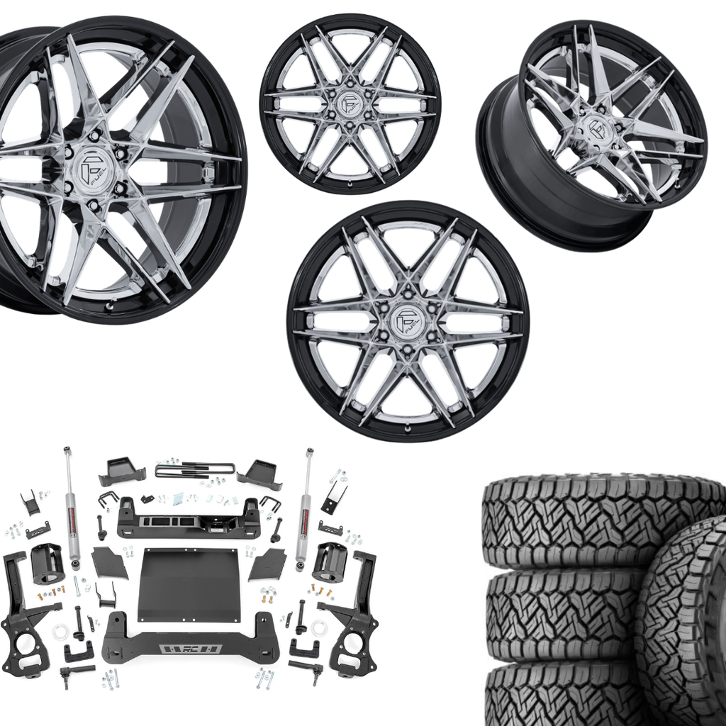 6 inch Bundle w/ 22x10 Black Chrome Wheels & 35in Nitto Recon Grapplers - 4wd -  2.7 & 3.0 Engine