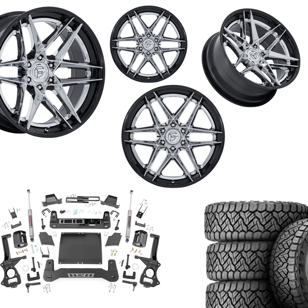 6 inch Bundle w/ 22x10 Black Chrome Wheels & 35in Nitto Recon Grapplers - 4wd -  2.7 & 3.0 Engine