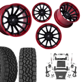 6 inch Bundle w/ 22x12 Black Red Wheels and 35in Toyo AT3 Tires - 2wd
