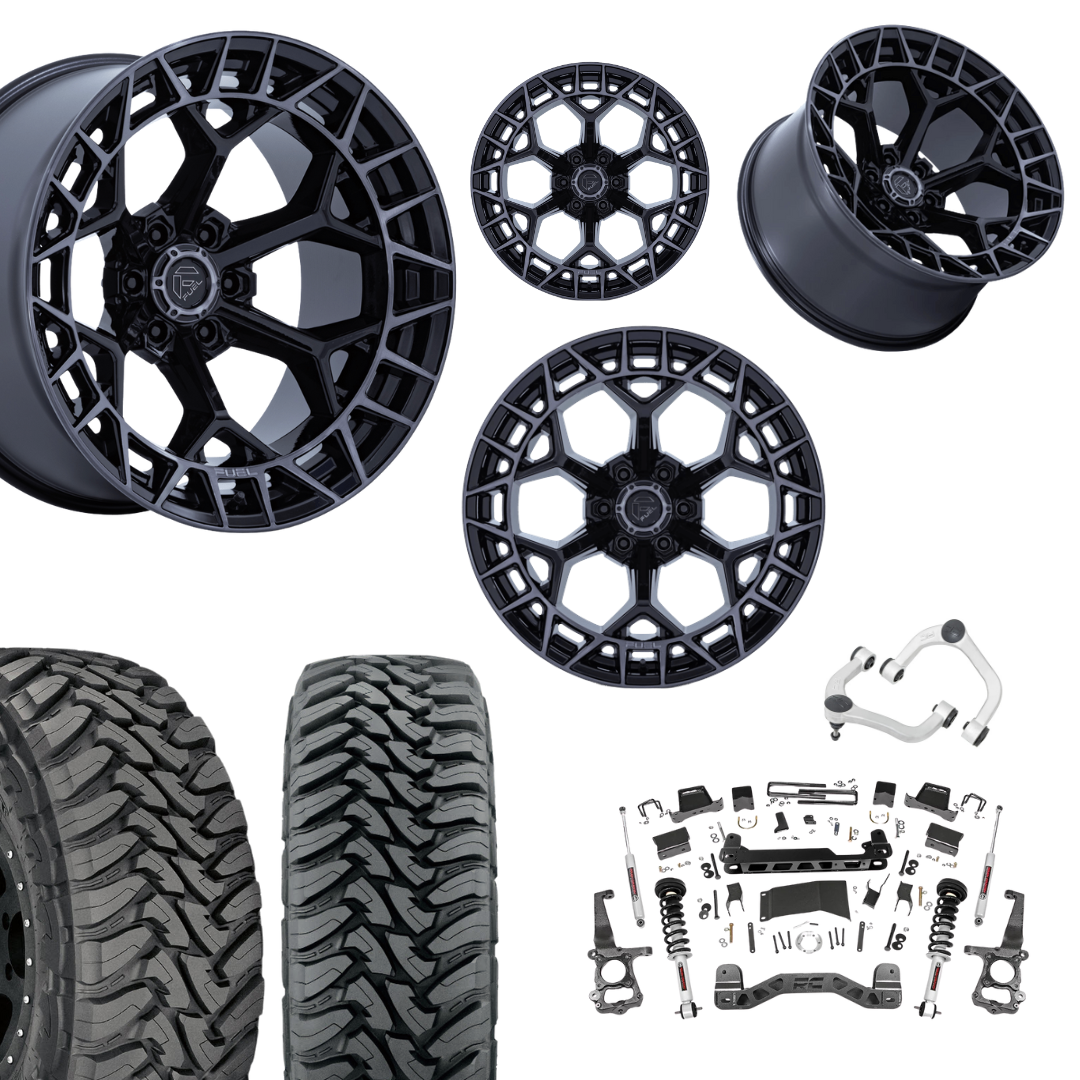 6 inch N3 Bundle w/ 22x12 Black Tinted Wheels - 35in Toyo MTs - Upper Control Arms -4wd