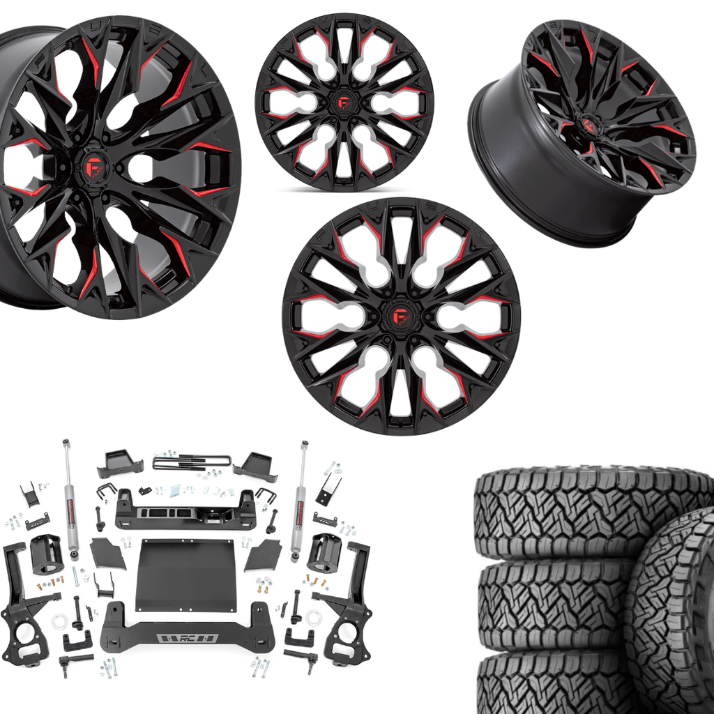 6 inch Bundle w/ 22x10 Black Red Wheels & 35in Nitto Recon Grapplers - 4wd -  2.7 & 3.0 Engine