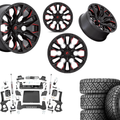 6 inch Bundle w/ 22x10 Black Red Wheels & 35in Nitto Recon Grapplers - 4wd -  2.7 & 3.0 Engine
