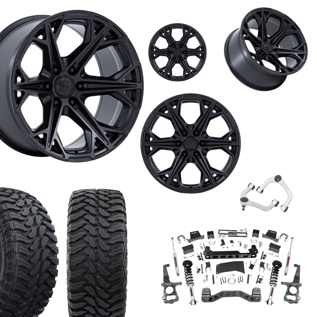 6 inch N3 Bundle w/ 22x10 Black Out Wheels - 35in Hercules TT1s - Upper Control Arms -4wd