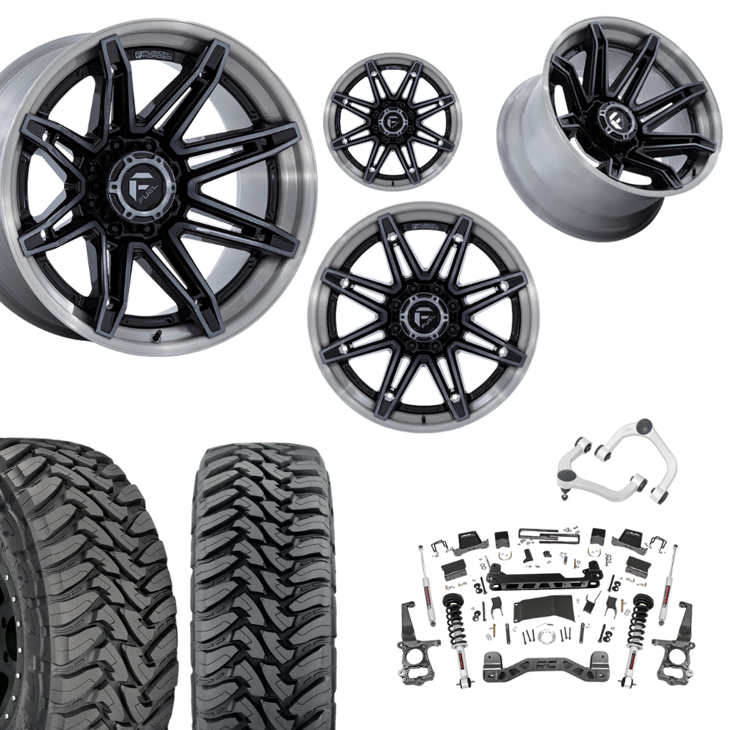 6 inch N3 Bundle w/ 22x12 Brushed Black Wheels - 35in Toyo MTs - Upper Control Arms -4wd