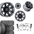3 inch M1 Bundle w/ 20x10 Brushed Black Wheels & 33in Nitto Ridge Grapplers - 4wd