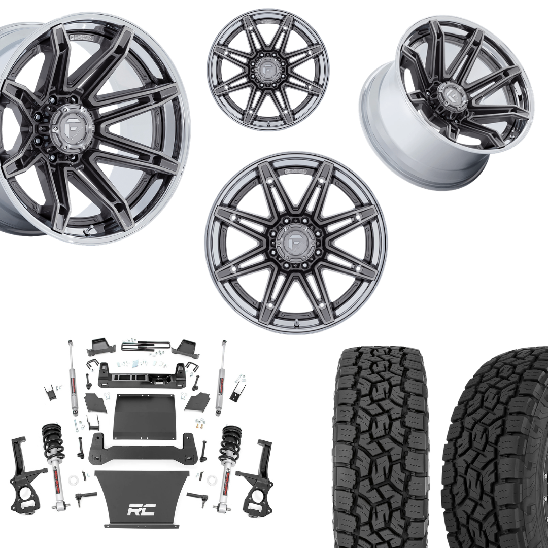 6 inch Bundle w/ 22x12 Platinum Chrome Wheels & 35in Toyo AT3 Tires - 4wd - 4.3 5.3 6.2 Engine