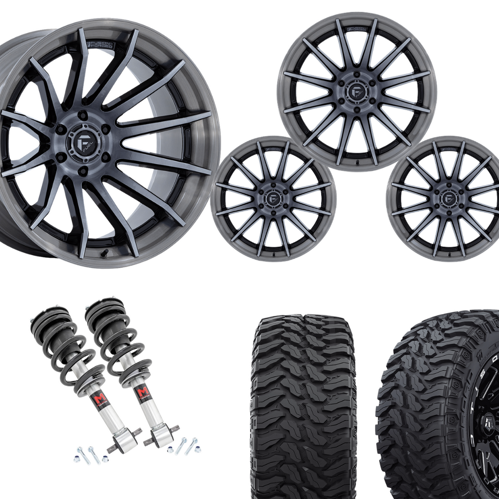 2 inch Level Bundle w/ 22x10 Brushed Black Wheels and 33in TIS TT1 Mud Tires 2wd/4wd