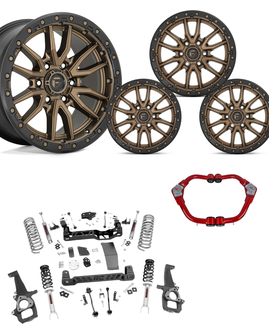 6 inch Lift Bundle N3 w/ 20x10 Black Bronze Wheels- No Tires - JBA UCAs - 2wd