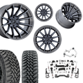 6 inch N3 Bundle w/ 22x12 Brushed Black Wheels - 35in Toyo MTs - Upper Control Arms -4wd