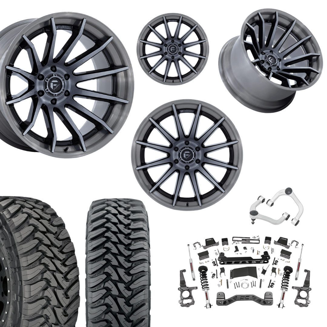 6 inch N3 Bundle w/ 22x12 Brushed Black Wheels - 35in Toyo MTs - Upper Control Arms -4wd