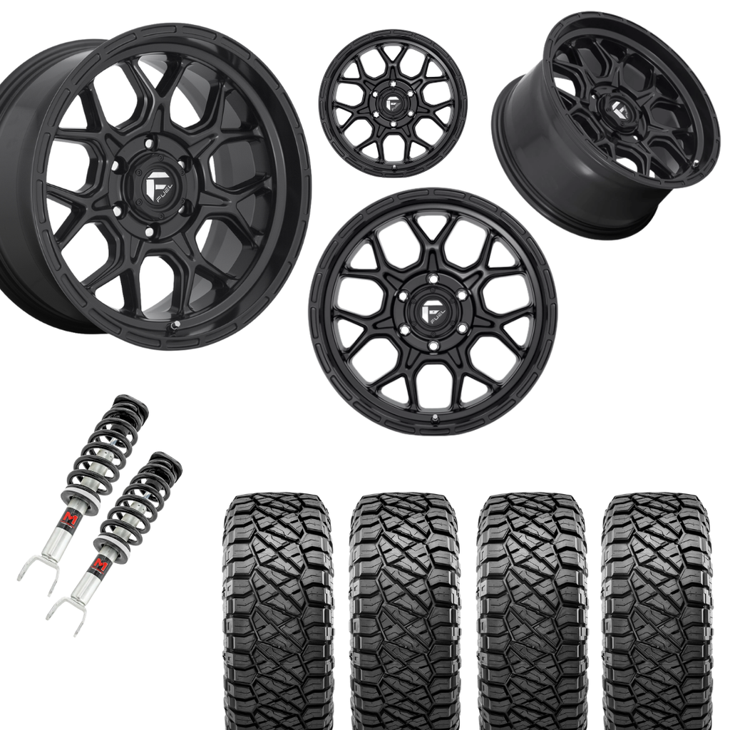 2 in Level Bundle w/ 20x10 Matte Black Wheels & 33in Nitto Ridge Grapplers - 2wd/4wd