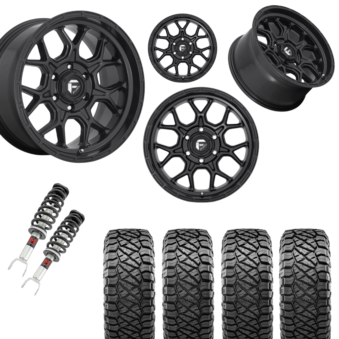 2 in Level Bundle w/ 20x10 Matte Black Wheels & 33in Nitto Ridge Grapplers - 2wd/4wd