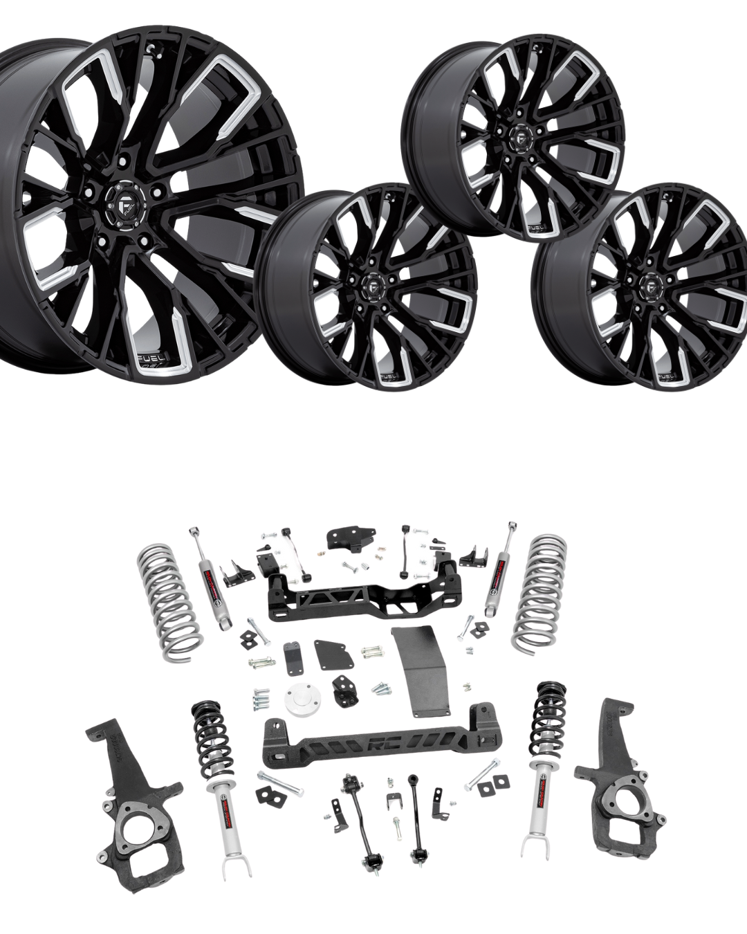 6 inch Lift Bundle N3 w/ 20x10 Black Chrome Wheels- No Tires - 4wd