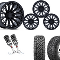 2 inch Level Bundle w/ 20x10 Black Wheels & 33in Nitto Recon Tires - 2wd/4wd
