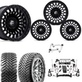7 inch Lift N3 Bundle w/ 20x10 Matte Black Wheels - 35in Ironman MT-X Tires & Upper Control Arms- 4wd (14-18)