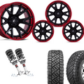 2 inch Level Bundle w/ 22x10 Black Red Wheels and 33in Nitto Recon Tires 2wd/4wd