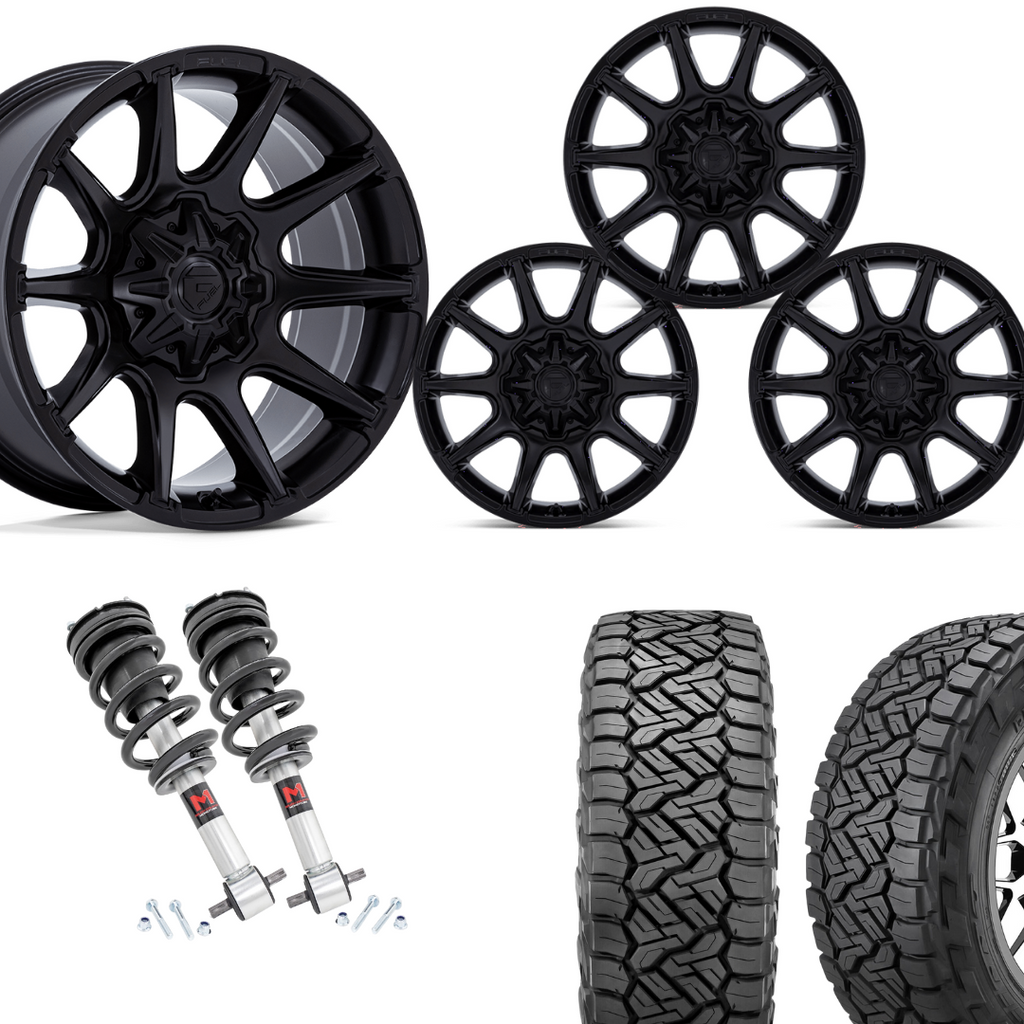 2 inch Level Bundle w/ 22x10 Matte Black Wheels and 33in Nitto Recon Tires 2wd/4wd
