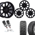 2 inch Level Bundle w/ 22x10 Matte Black Wheels and 33in Nitto Recon Tires 2wd/4wd