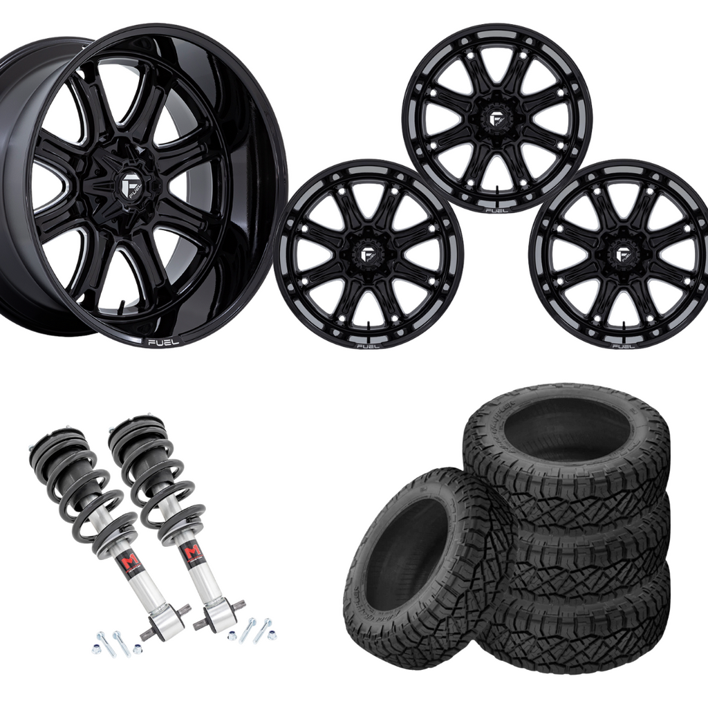 2 inch Level Bundle w/ 22x10 Black Milled Wheels & 33in Nitto Ridge Grapplers- 2wd/4wd