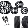 2 inch Level Bundle w/ 22in Black Machined Wheels and 33in TIS TT1 Mud Tires 2wd/4wd