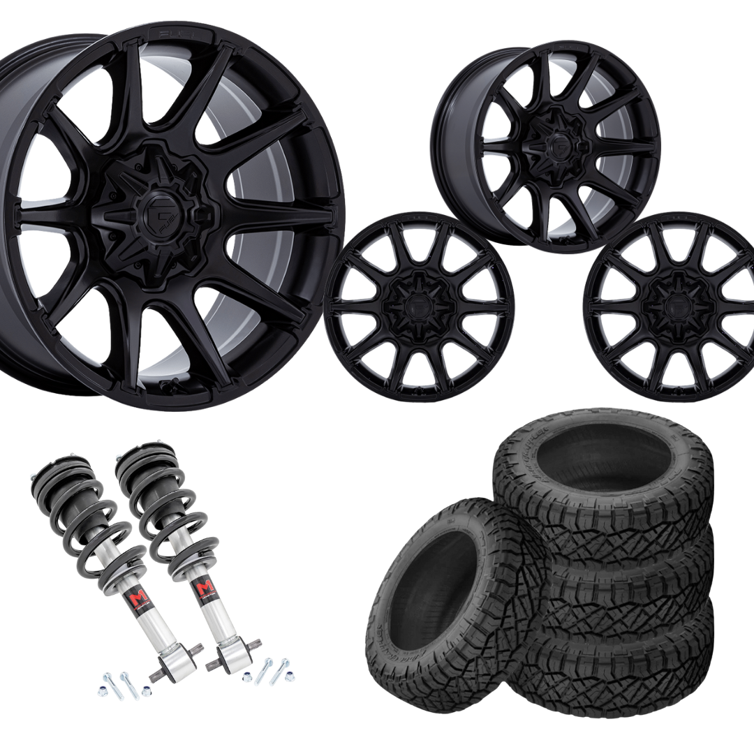 2 inch Level Bundle w/ 22x10 Black Wheels & 33in Nitto Ridge Grapplers- 2wd/4wd