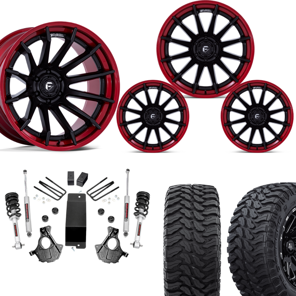 3.5 inch Lift N3 Bundle w/ 20x10 Red Black Wheels - 33in TIS TT1 Mud Tires - 4wd (14-18)