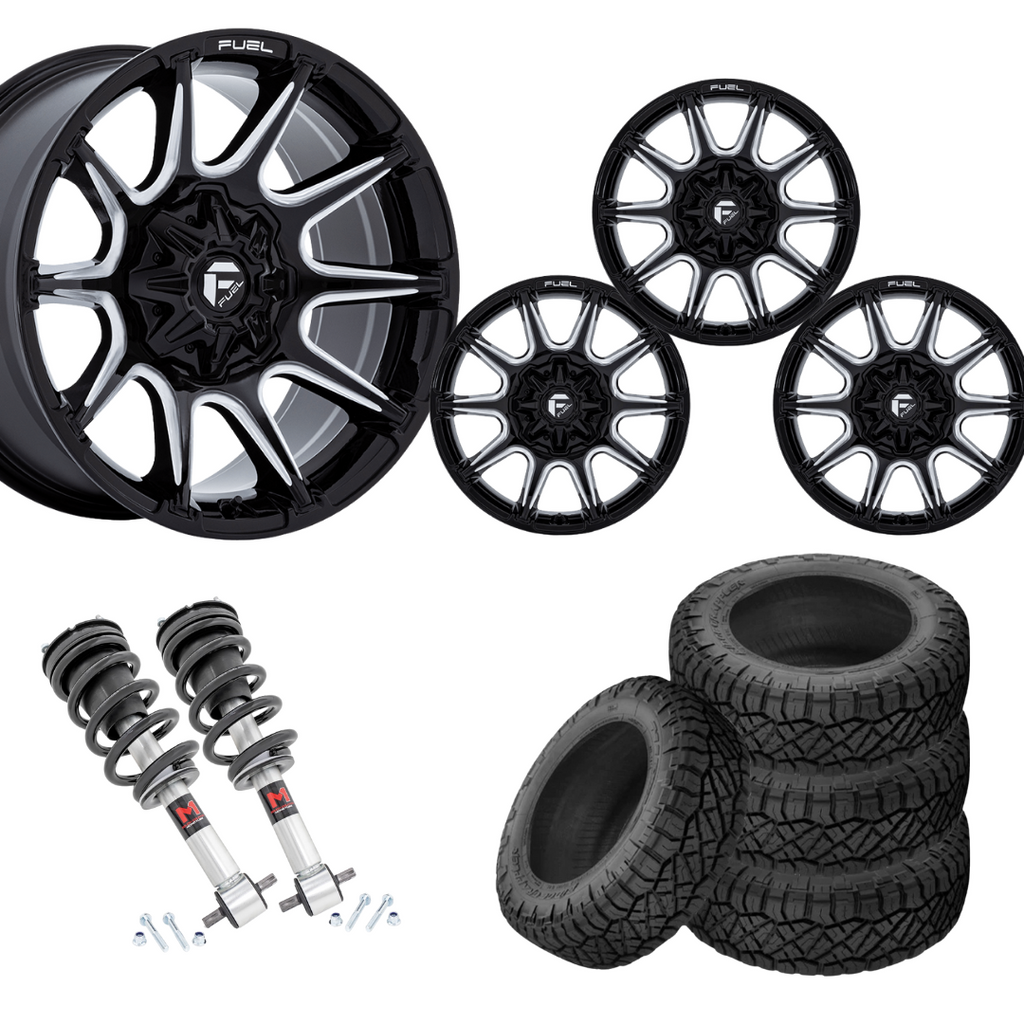 2 inch Level Bundle w/ 22x10 Black Milled Wheels & 33in Nitto Ridge Grapplers- 2wd/4wd