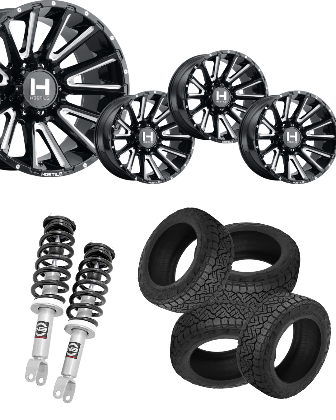 Ram 2.5 Level Bundle w/ 20x10 Black Milled Wheels & 33in Nitto Recon Grapplers - 4wd