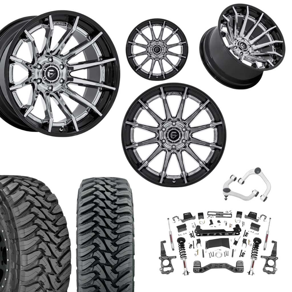 6 inch N3 Bundle w/ 22x12 Black Chrome Wheels - 35in Toyo MTs - Upper Control Arms -4wd