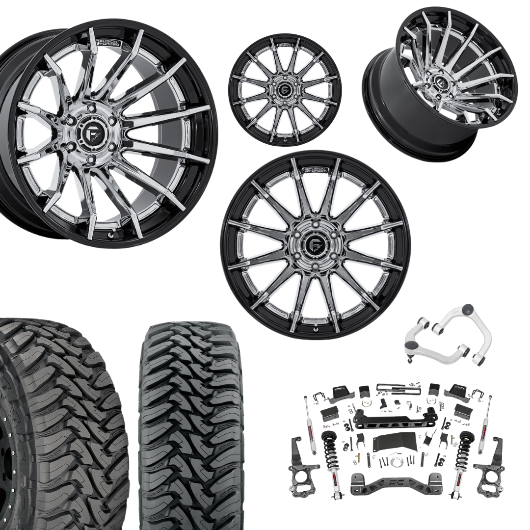 6 inch N3 Bundle w/ 22x12 Black Chrome Wheels - 35in Toyo MTs - Upper Control Arms -4wd