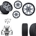 6 inch Bundle w/ 22x10 Black Chrome Wheels and 35in Hercules TT1 Tires - 2wd