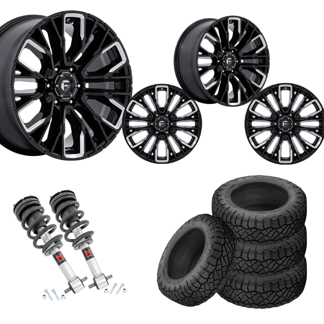 2 inch Level Bundle w/ 20x9 Black Chrome Wheels & 33in Nitto Ridge Grapplers- 2wd/4wd